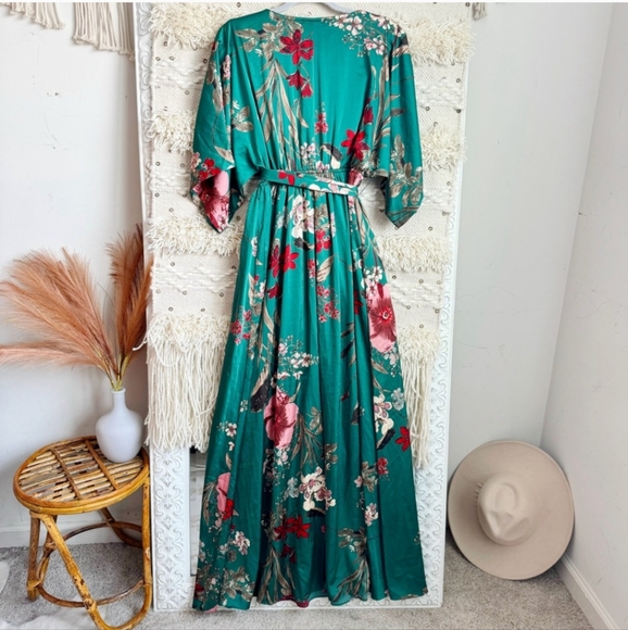 Baltic Born Sicily Floral Maxi Dress Dark Green Small - Picture 2 of 6
